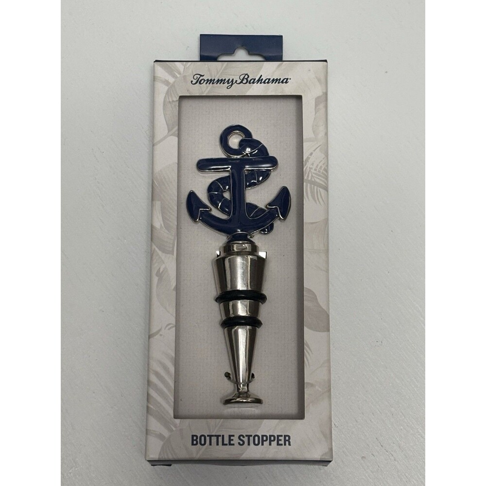 Tommy Bahama Blue Anchor Wine Bottle Stopper Metal Enamel New In Box